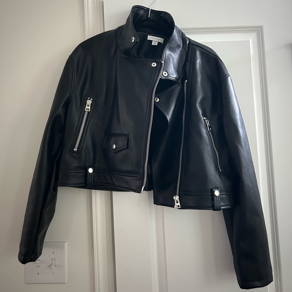 Topshop Black Leather Biker Jacket